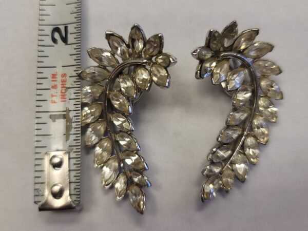 Vintage BOGOFF Rhinestone Clip Earrings - Image 3